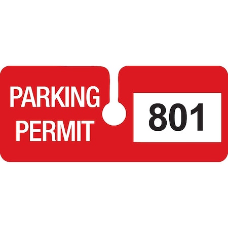 Brady Parking Permits, Rearview, Wht/Red, PK100 96296