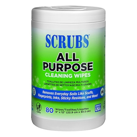 Scrubs Cleaning Wipes, 80 ct, Canister, PK6 96580