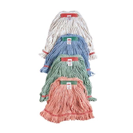 Rubbermaid Commercial 1 in String Wet Mop, 16 oz Dry Wt, Slide On Connection, Looped-End, Red, Cotton/Synthetic FGD21206RD00