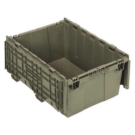 Quantum Storage Systems Attached Lid Container, 9.5 gal Volume Cap., 21 3/4 in L, 14 7/8 in W, 9 5/8 in H, Plastic, Gray QDC2115-9