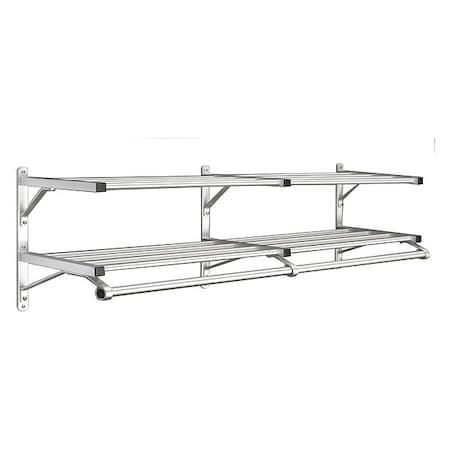 Glaro Coat Rack, 2 Shelves, 72 In W, Satin Alum 502-72SA