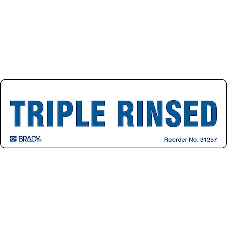 Brady DOT Handling Label, Triple Rinsed, Paper, 2-7/8" W, 7/8" H 31257LS