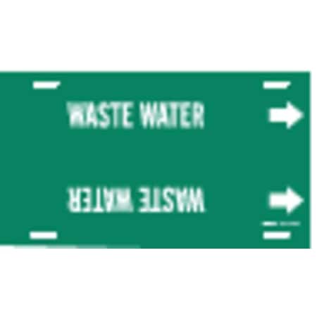 Brady Pipe Marker, Waste Water, Grn, 6 to7-7/8 In 4153-F