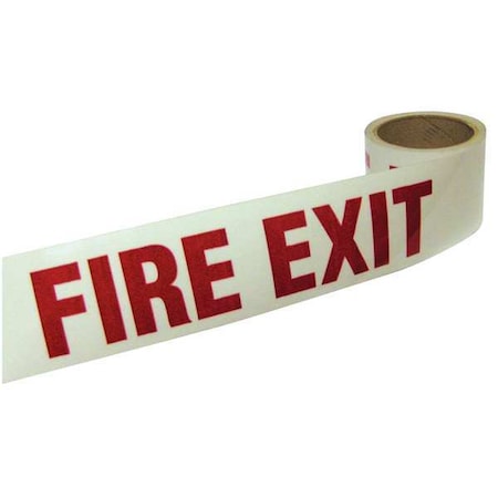 Zoro Select Floor Marking Tape, vinyl, Fire Exit, Red, White, 3 in W., 10 mil Thickness 9AHM5