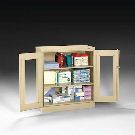 Tennsco Shelving Storage Cabinet, 42 in H, 36 in W, 18 in D, Swing, Keyed, Medium Gray, 2 Shelves, 0 Drawers CVD1442 MED GREY