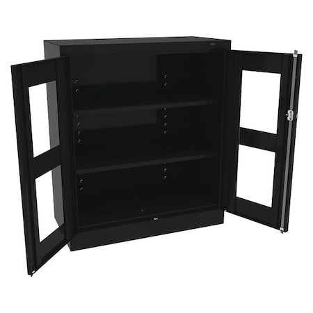 Tennsco Shelving Storage Cabinet, 42 in H, 36 in W, 18 in D, Swing, Keyed, Black, 2 Shelves, 0 Drawers CVD4218 BLACK