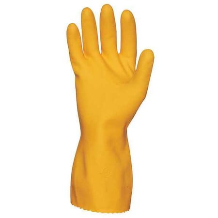 Showa Chemical Resistant Gloves, Natural Rubber Latex, 12 in L, 18 mil, Orange, M, 1 PR 709-M