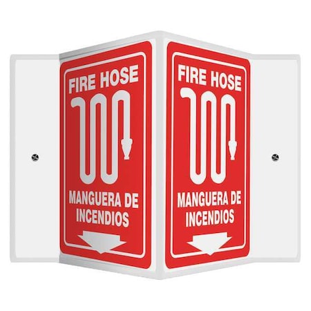Accuform Fire Hose Sign, 12X9", WHT/R, PLSTC SBPSP394