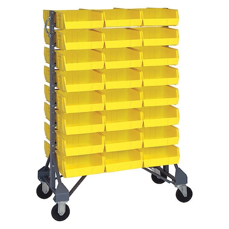 Quantum Storage Systems Steel Mobile Bin Rail Floor Rack, 36 in D x 53 in H x 20 in W, Yellow MQRU-16D-235-48YL