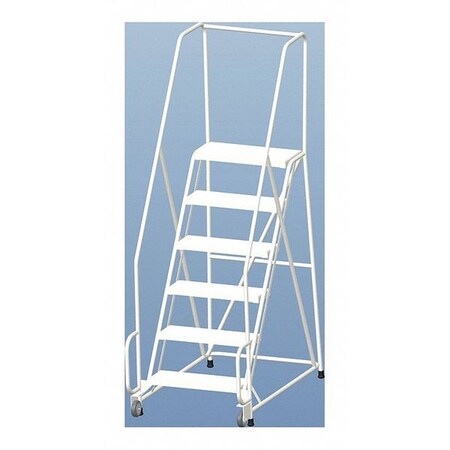Ballymore 87" H Aluminum Tilt and Roll Ladder, 6 Steps, 350 lb. Load Capacity A6SH30-TR