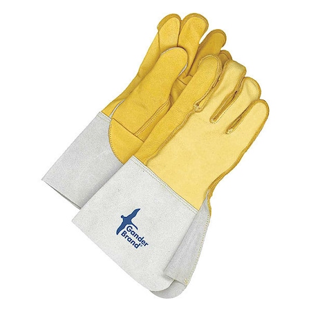 Bdg Welding Gloves, Gauntlet w/Gore Cuff, Straight Thumb, Gold/Gray, 11, 1 PR 64-1-1065C-11