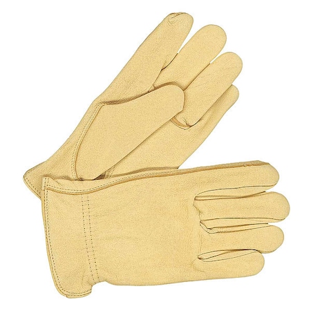 Bdg Leather Drivers Gloves, Shirred Slip-On Cuff, Keystone Thumb, Tan, M, 1 PR 20-1-365-M