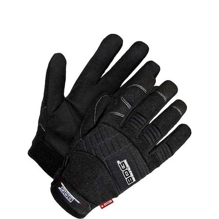 Bdg X-Site Mechanics Gloves, Synthetic Leather Palm, Spandex Back, 2XL, Black 20-1-10603B-X2L