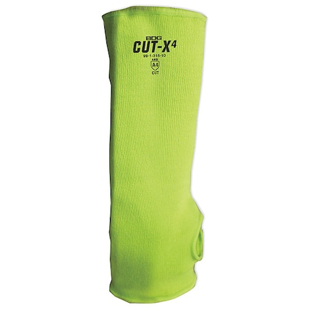 Bdg HiViz Green Cut Resistant Sleeve Thumb Hole, Size 14" 99-1-315-14