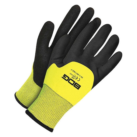 Bdg Hi-Viz Nitrile Coated 15 ga Gloves, Foam Nitrile, Sandy, 3/4 Dip, Not Tested Abrasion Level, 1 PR 99-1-9611KD-5