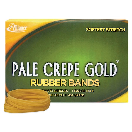 Alliance Rubber Pale Crepe Gold Rubber Bands, Size 32, 0.04" Gauge, Golden Crepe, 1 lb Box, PK1100 20325