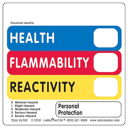 Labelmaster Hazcom Label, 4inx4in, Paper, 500 Labels, PK500 AL502