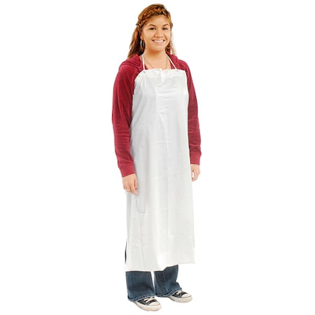 Keystone Safety Bib Apron, PVC, White, 45 in, Universal AP-PVC-6R-3545-WHITE