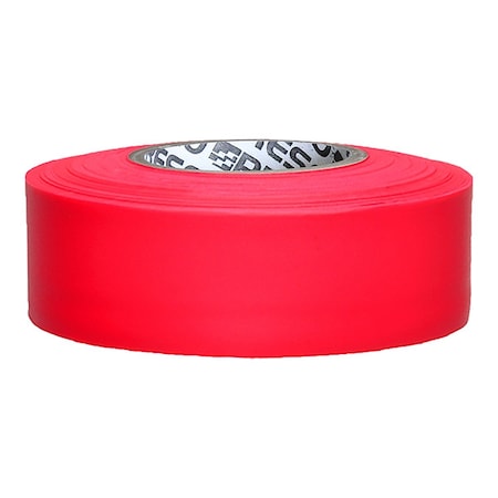 Zoro Select Flagging Tape, No Legend, Fluorescent Red, 1 3/16 in Wide x 150 ft Length, Vinyl, 5 mil ARRG-200