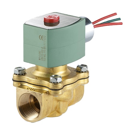 Asco Solenoid Valve, 2-Way, 2-Position, Normally Closed, 1 in Pipe Size, 120V AC, High Flow, Brass, NBR HT8210G054