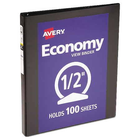 Zoro Select 1/2" Round Economy Binder, Black, 11 x 8.5 AVE05705
