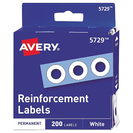 Avery White Hole Reinforcement, 1/4", PK200 AVE05729