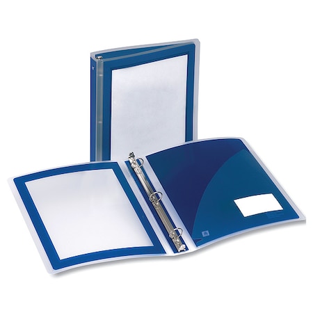 Zoro Select 1-1/2" Round Flexi-View Binder, Navy Blue AVE17638