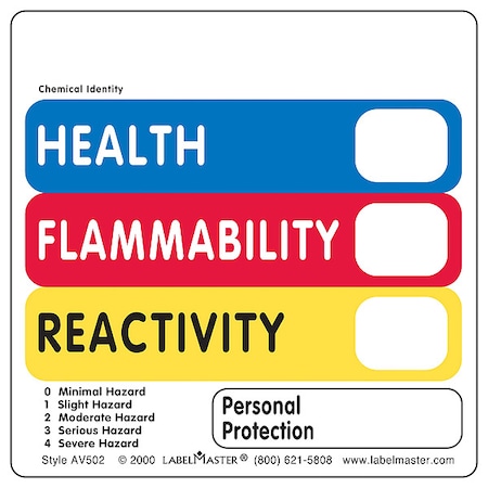 Labelmaster Hazcom Label, 4inx4in, Vinyl, 500 Labels, PK500 AV502