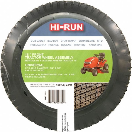 Hi-Run 15X6.00-6 Lawn Mower Tire, SU05, 30 psi AWD1008