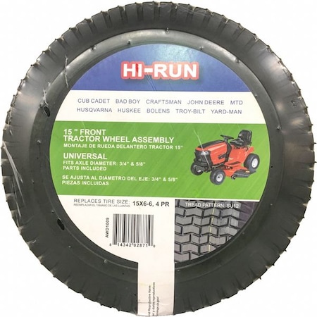 Hi-Run 15X6.00-6 Lawn Mower Tire, SU12, 30 psi AWD1009