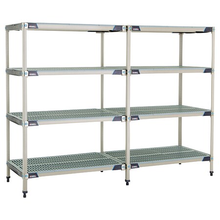 Metro Plastic Industrial Shelving, 42 in D, 24 in W, 62 in H, 4 Shelves, Blue/Taupe AX546GX3