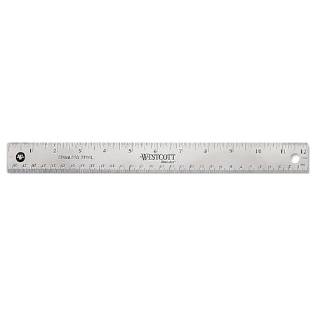 Westcott Ruler, Stainless Steel, 12" 10415