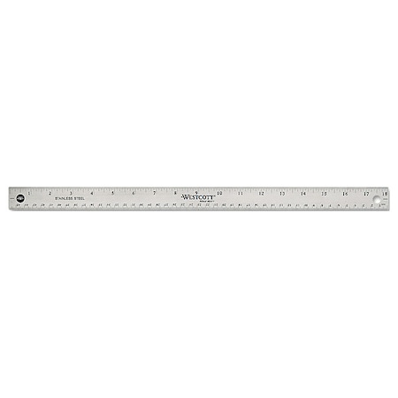 Westcott Ruler, Stainless Steel, 18" 10417