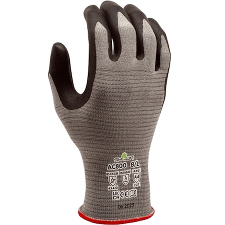 Showa Knit Gloves, Cut Level A4 , Microporous Nitrile , Embossed , XL 1 PR AC800XL-09