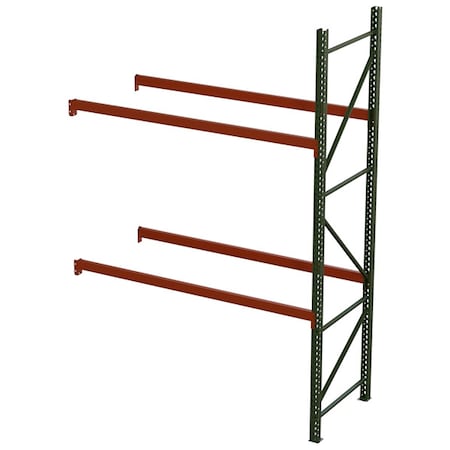 Husky Rack & Wire Pallet Rack Add-On Unit, Teardrop, Roll Formed Style, 16 ft H, 111 in W, 42 in D, Green/Orange 244219243108A