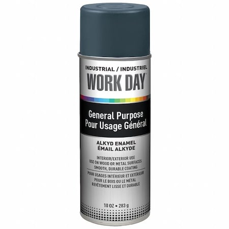 Work Day Spray Paint, Gray, Gloss, Solvent, 10 oz A04405007
