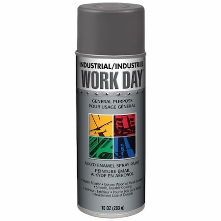 Work Day Spray Paint, Dark Gray, Gloss, Solvent, 10 oz A04420007