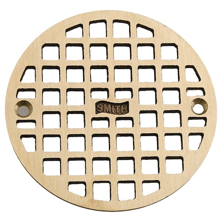 Jay R. Smith Manufacturing Floor Drain Grate, Round with Square Holes, Screw-In, 4-3/4 in Overall Dia, 1/8 in Thick, Bronze A05PBG