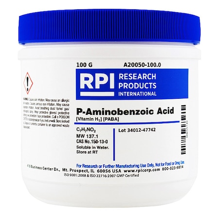 Rpi P-Aminobenzoic Acid (Vitamin H1), 100g A20050-100.0