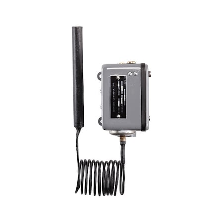 Johnson Controls Line Volt Mechanical Tstat, Close on Rise, 25 Degrees to 90 Degrees F, DPST, 120 to 600V AC A72AE-1C