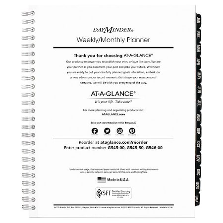 At-A-Glance DayMinder Executive Weekly/Monthly Refill, 8.75 x 7, White Sheets, 12-Month (Jan to Dec): 2025 G545-50