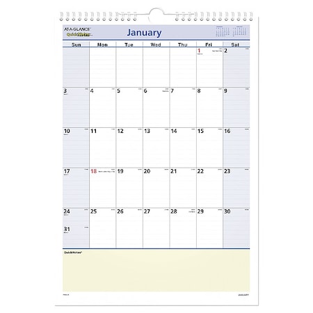 At-A-Glance QuickNotes Wall Calendar, 12 x 17, White/Blue/Yellow Sheets, 12-Month (Jan to Dec): 2025 PM52-28