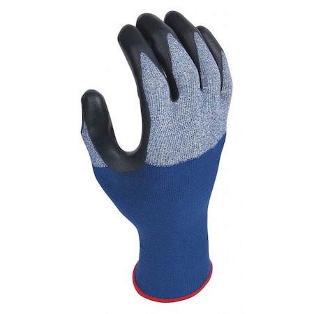 Showa Coated Gloves, Foam Nitrile, Crinkled, Palm, 4 Abrasion Level, Blue, S (6) 1 PR 382S-06