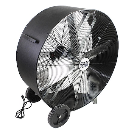 Maxx Air High Velocity Industrial Fan, Floor Mount, 36 in Blade Dia, 120V, 7,300/10,200 cfm, Non-Oscillating BF36BDPEBLK
