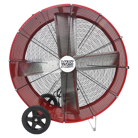Maxx Air Barrel Air Circulator Fan, 36 in Blade Dia, 120V, 7,300/10,200 cfm, Non-Oscillating BF36BD RED