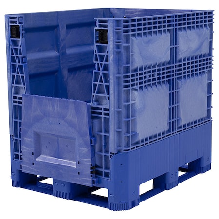 Buckhorn Collapsible Bulk Container 28.4 cu ft Volume Cap., 48 in L, 40 in W, 34 1/2 in H, Plastic, Blue BG4840332063002