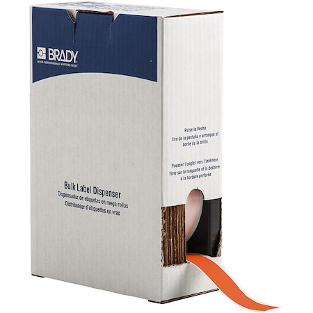 Brady ContinuousLabelStock, Orange, Gloss, 1inW BM7C-1000-584-OR