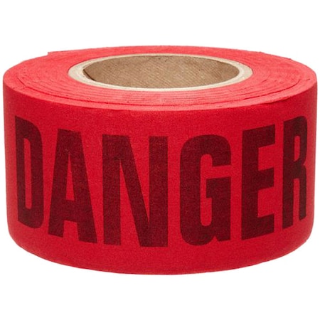 Zoro Select Barricade Tape, Danger, Red, 3 in Wide x 200 ft Length, Cotton, 3 mil 91084