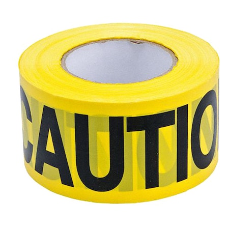 Zoro Select Barricade Tape, Caution, Yellow, 3 in Wide x 200 ft Length, Polyethylene, 3 mil 15Y432