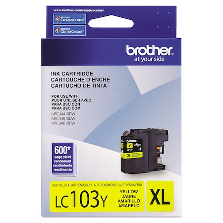 Brother Cartridge, Hi-Yield, Yellow BRTLC103Y